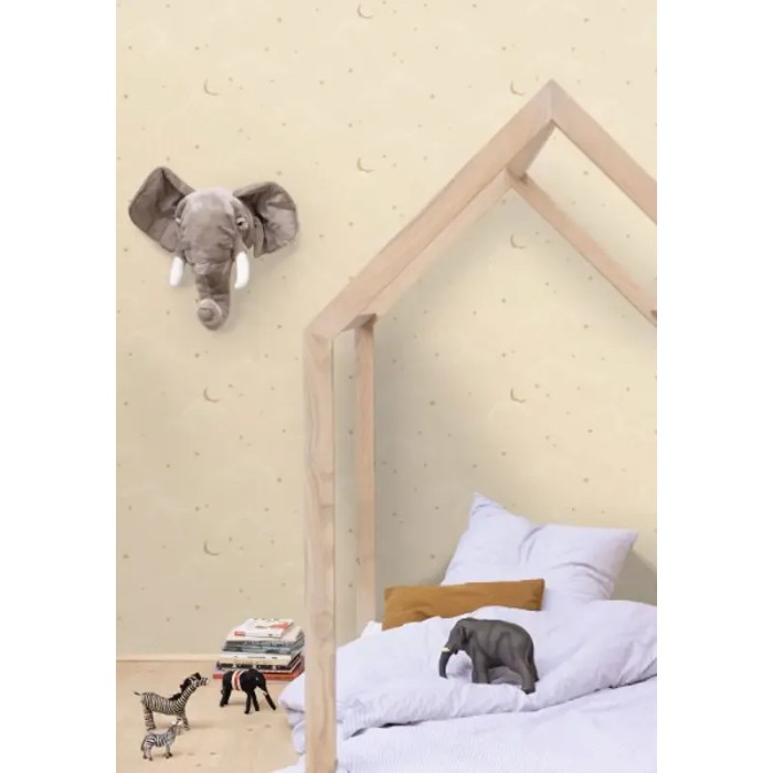 Caselio|Kindertapete Wolken und Sterne in Beige|Kindertapete