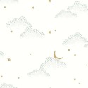 Caselio|Kindertapete Wolken und Sterne in Weiß und Grün|Kindertapete