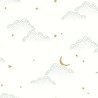 Caselio|Kindertapete Wolken und Sterne in Weiß und Grün|Kindertapete