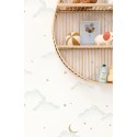 Caselio|Kids wallpaper clouds and stars in white and green|Children's