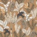 Caselio|Papier peint enfant jungle tropicale florale marron|Jeunesse