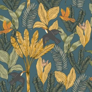 Caselio|Kids wallpaper tropical jungle white|Children's
