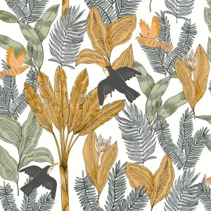 Cristiana Masi|Papier Peint pour enfants, animaux de la forêt bleu-vert|Enfants