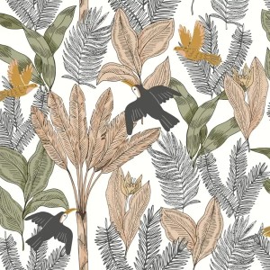 As Creation|Pink children's wallpaper with forest animals|Children's