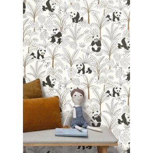 Caselio|Papier peint enfant pandas blancs|Enfants 2