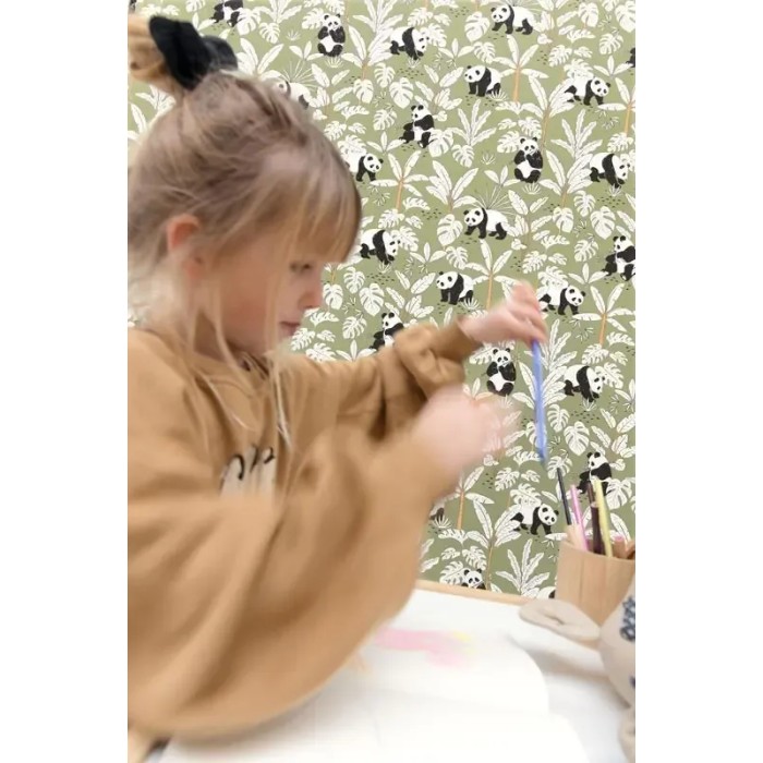 Caselio|Papel pintado infantil osos panda blanco|Infantil