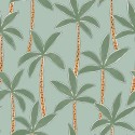 Caselio|Papel pintado infantil palmeras exóticas blanco y verde|Infantil