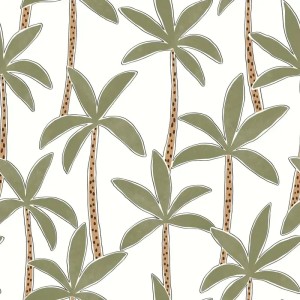 Caselio|Kids wallpaper exotic palms white and green|Children's