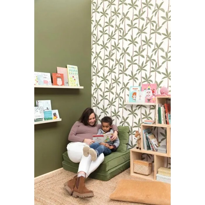 Caselio|Papel pintado infantil palmeras exóticas amarillo|Infantil