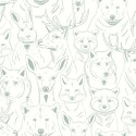 Caselio|Papel pintado infantil animales del bosque blanco y verde|Infantil