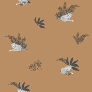 Caselio|Kids wallpaper trees and little birds in white and beige|Children's