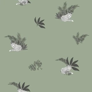 Cristiana Masi|Wallpaper for children with drawn leaves in pink and gray|Children's