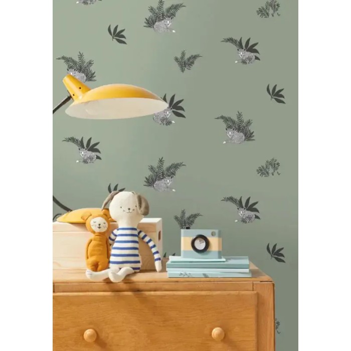 Caselio|Kids wallpaper foxes green|Children's