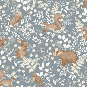 As Creation|Wallpaper forest animals gray for children|Children's