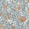 Caselio|Papier peint enfant écureuils, hiboux et animaux de la forêt bleu gris|Enfants