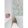 Caselio|Papier peint enfant écureuils, hiboux et animaux de la forêt bleu gris|Enfants