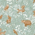Caselio|Kids wallpaper squirrels, owls and forest animals in mint green|Children's