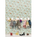 Caselio|Kids wallpaper squirrels, owls and forest animals in mint green|Children's