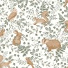 Caselio|Kindertapete Eichhörnchen, Eulen und Waldtiere in Weiß|Kindertapete