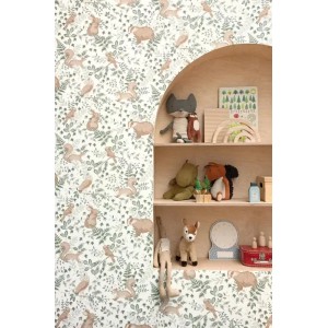 As Creation|Pink children's wallpaper with forest animals|Children's 2