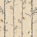 Caselio|Kids wallpaper trees and little birds in beige|Children's