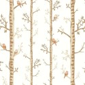 Caselio|Papier peint enfant arbres et petits oiseaux vert|Enfants