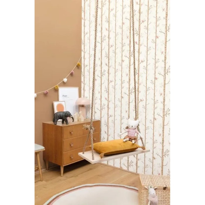 Caselio|Kids wallpaper trees and little birds in green|Children's