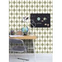 Caselio|Kids wallpaper harlequin diamonds in khaki green|Youth Style