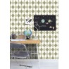 Caselio|Kids wallpaper harlequin diamonds in khaki green|Youth Style