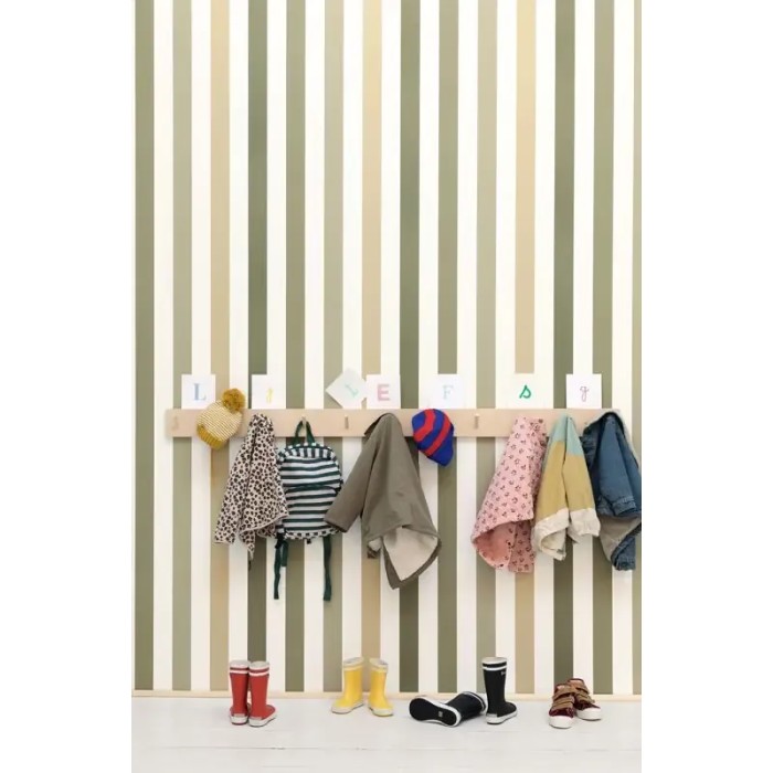 Caselio|Papier peint rayures enfants vert kaki|Jeunesse