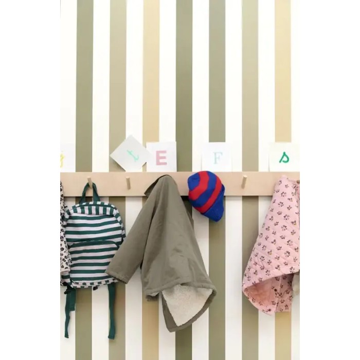 Caselio|Papier peint rayures enfants vert kaki|Jeunesse