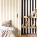 Caselio|Tapete beige-weiße Streifen Schlafzimmer|Streifen