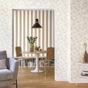 Caselio|Papier peint rayures marron et blanc salon|Rayures