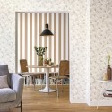 Caselio|Papier peint rayures marron et blanc salon|Rayures