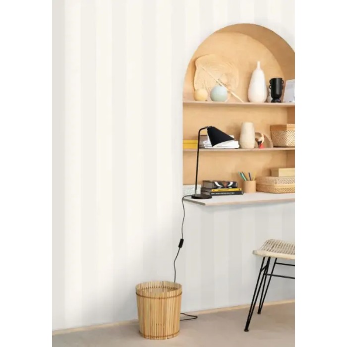 Papel pintado rayas anchas bicolor blanco nácar - Caselio Basics 104020000