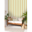 Caselio|Wide bicolor green and ochre striped wallpaper|Stripes