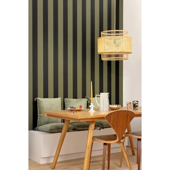 Caselio|Papel pintado rayas anchas bicolor verde y negro|Rayas