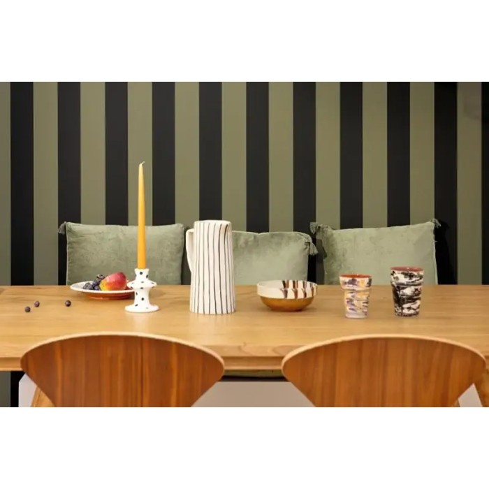 Caselio|Wide bicolor green and black striped wallpaper|Stripes