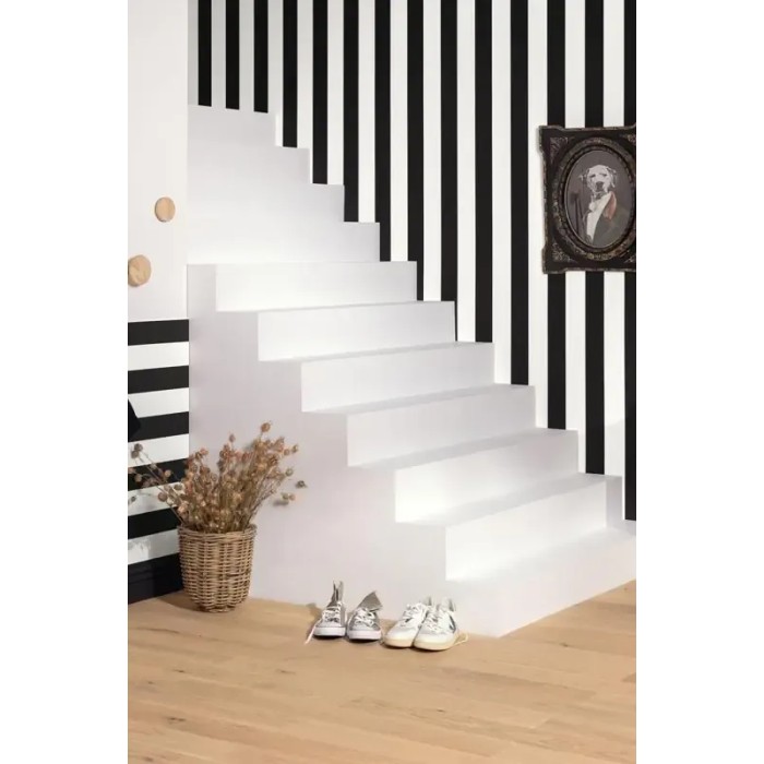 Caselio|Wide bicolor black and white striped wallpaper|Stripes