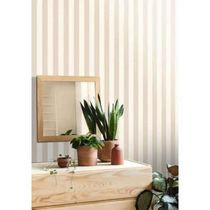 Caselio|Scandinavian-style beige and white striped wallpaper|Stripes