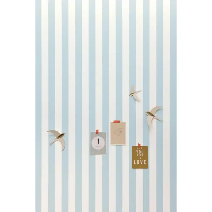 Caselio|Baby blue and white children’s striped wallpaper|Stripes