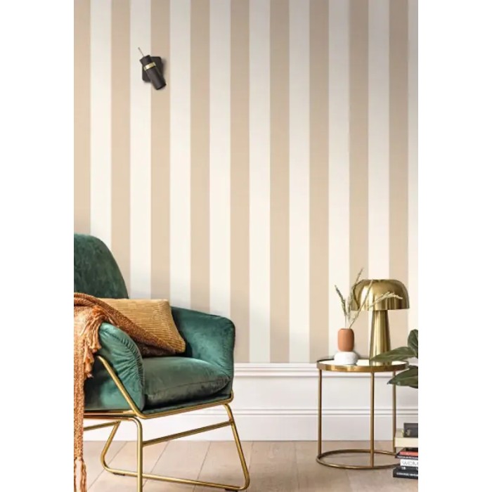 Caselio|Papel pintado rayas anchas blancas y beige|Rayas