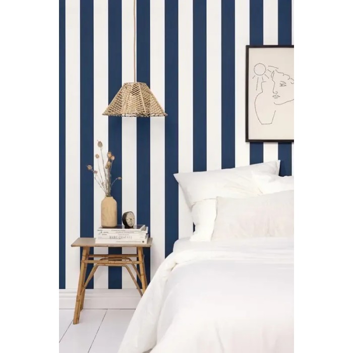 Caselio|Navy blue striped wallpaper for bedrooms|Stripes