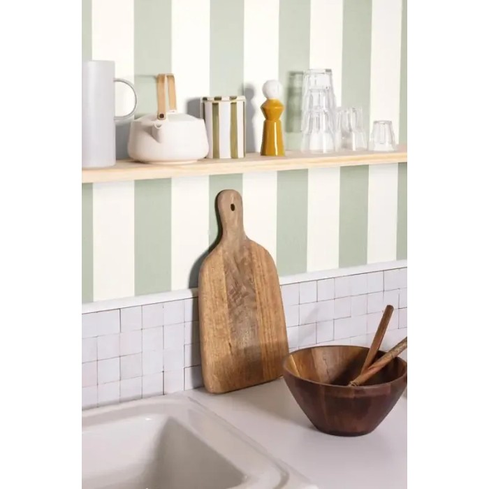 Caselio|Moss green striped wallpaper for kitchens|Stripes