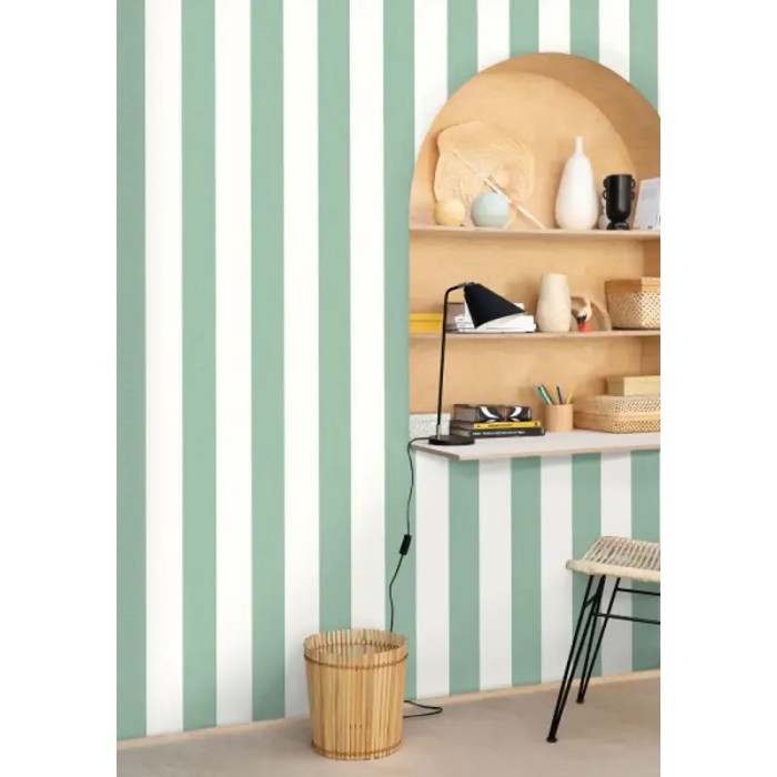 Caselio|Mint green striped wallpaper|Stripes