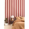Caselio|Papel pintado dormitorio rayas rojo y beige|Rayas