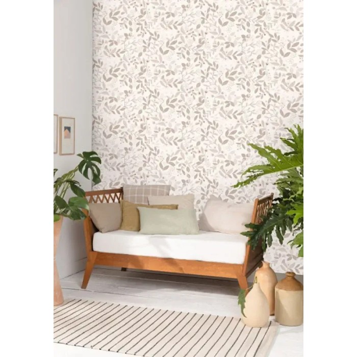 Caselio|Florale Tapete in Beige für Wohnzimmer|Tapeten