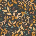 Caselio|Fröhliche Blumentapete in Schwarz und Ocker|Modern