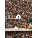 Caselio|Fröhliche Blumentapete in Schwarz und Ocker|Modern