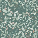 Caselio|Papier peint fleurs vert style rétro|Papier Peint